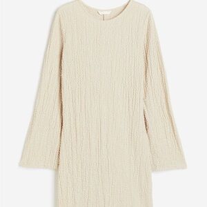Textured Cream Long Sleeve Dress